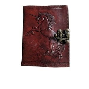 Unicorn Hand tooled Leather Journal Diary 5 x7 unlined pages